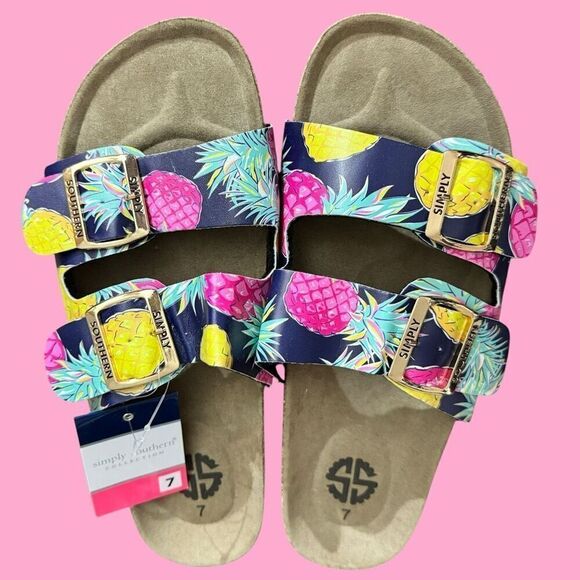 Simply Southern Double Strap Leather Sandals / SZ: 7 / NWT - Picture 2 of 6